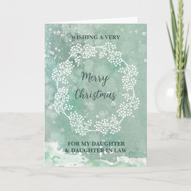 Teal Daughter & Daughter in Law Merry Christmas Card (Front)