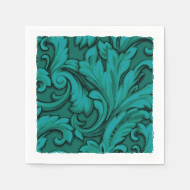 Teal Dazzling Damask Napkin (Front)