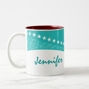 Teal Dazzling Star Curves Mug