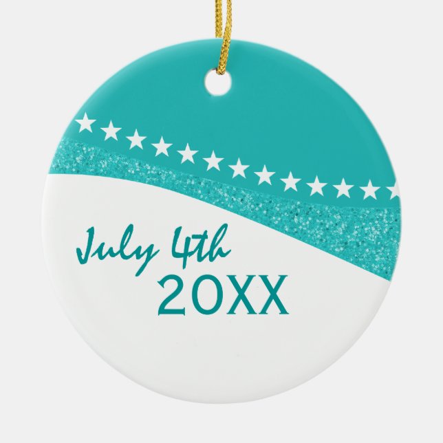 Teal Dazzling Star Curves Ornament (Front)