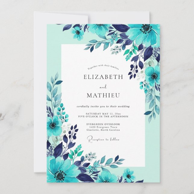 Teal Dazzling Summer Wedding Invitation (Front)