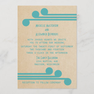 Teal Deco Chic Wedding Invite