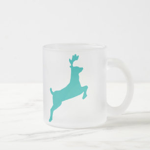 Teal deer frosted glass coffee mug