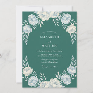 Teal Delicate Floral Arch Wedding Invitation