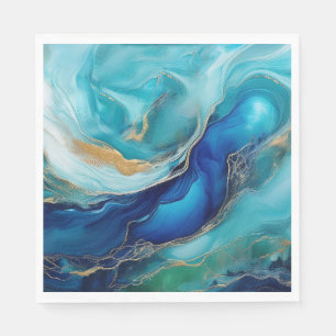 Teal Depths: Oceanic Abstract Impressions Napkin