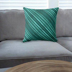 Teal Diagonal Striped Cushion