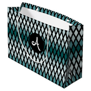 Teal Diamond Ombre Monogram Large Gift Bag