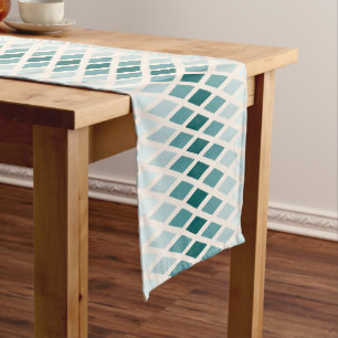 Teal Diamond Ombre Short Table Runner