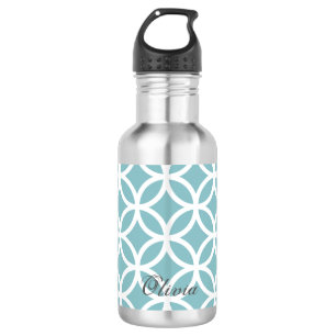 Teal Diamond Pattern Personalised 532 Ml Water Bottle