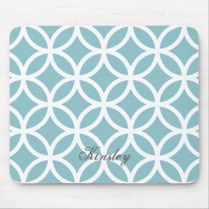 Teal Diamond Pattern Personalised Mousepad