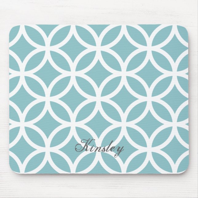 Teal Diamond Pattern Personalised Mousepad (Front)