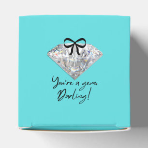 Teal & Diamond Thank You Card Favour Box