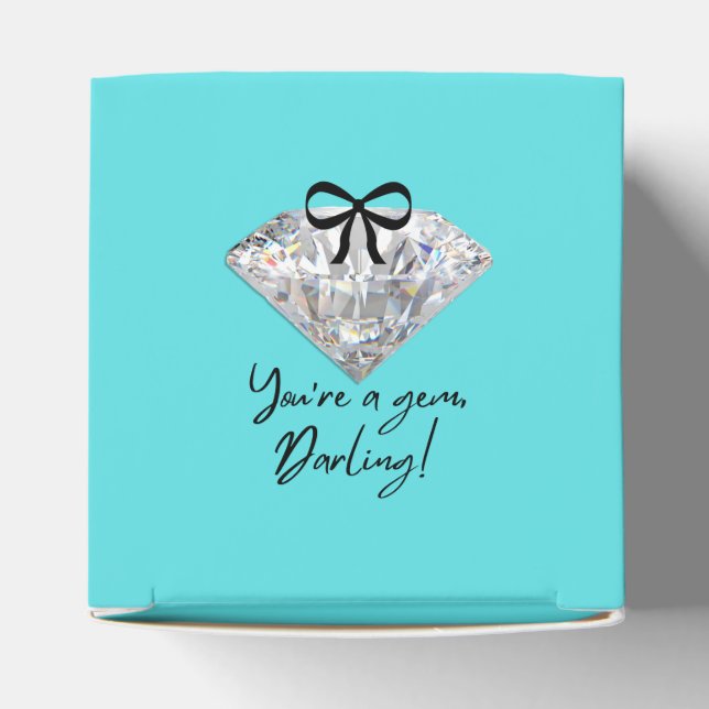 Teal & Diamond Thank You Card Favour Box (Top)