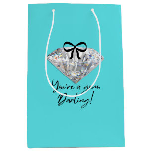 Teal & Diamond Thank You Card Medium Gift Bag