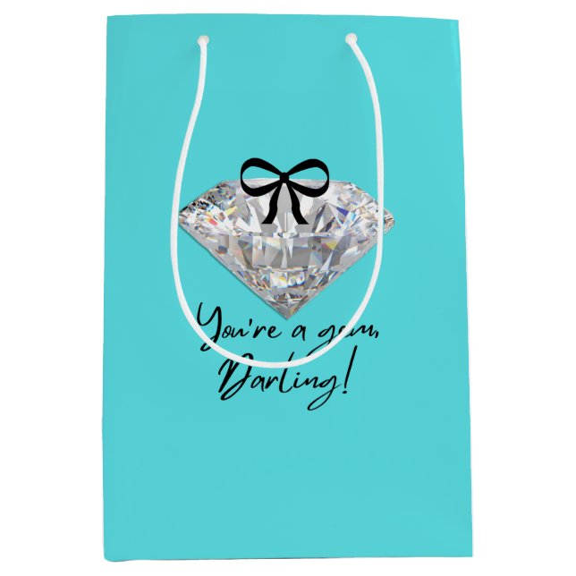 Teal & Diamond Thank You Card Medium Gift Bag (Front)