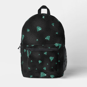 Teal Diamonds (Glitter Look) Printed Backpack