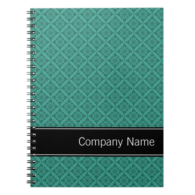 Teal Diamonds Pattern Personalised Notebook (Front)