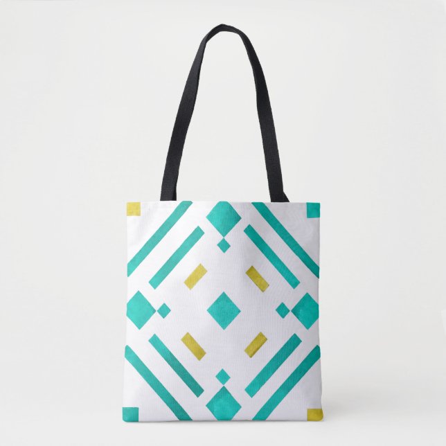 Teal Diamonds Pattern Tote Bag (Front)