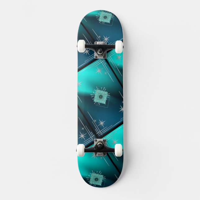 Teal & Diamonds  Skateboard (Front)