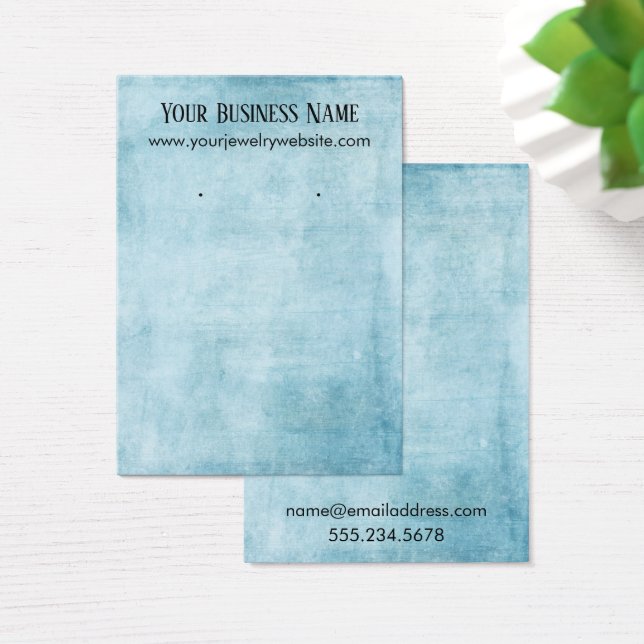 Teal Distressed Grunge Earring Holder Display Card (Desk)