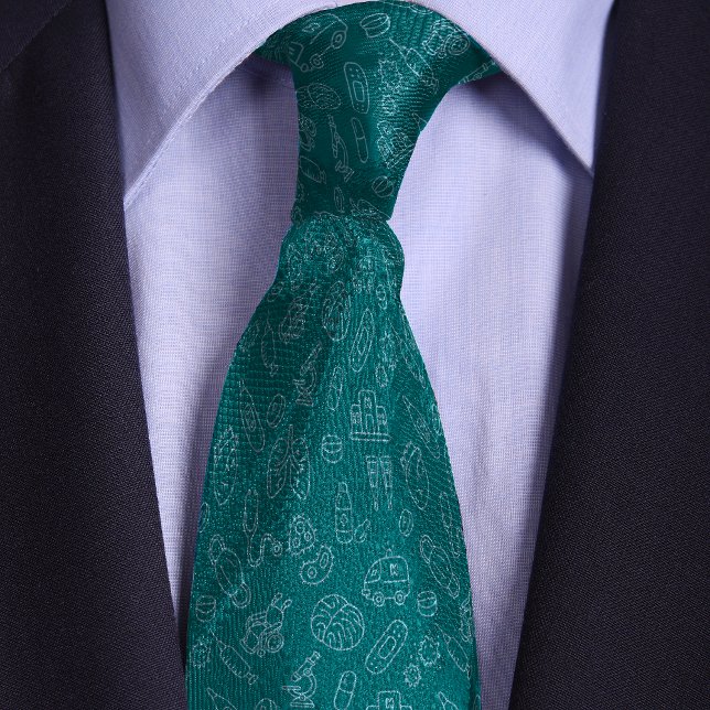 Teal Doctors, Healthcare Professionals Doodle Tie (Creator Uploaded)