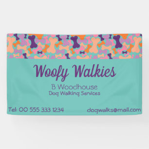 Teal dog bone design business banner