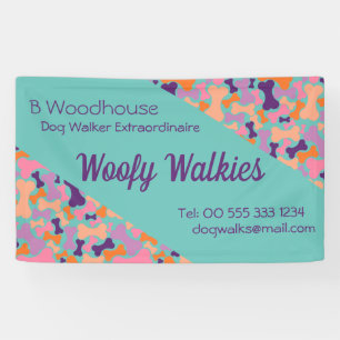 Teal dog bone design business banner