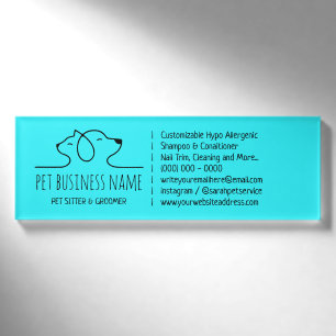 Teal dog cat line art logo veterinary name tag