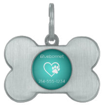 Teal Dog ID Tag Name & Phone