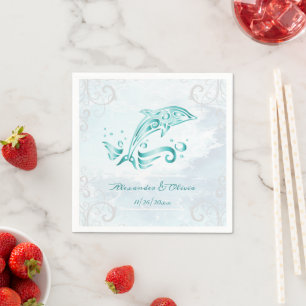 Teal Dolphin Bridal Shower Napkin