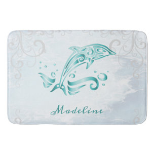 Teal Dolphin Personalised Bath Mat