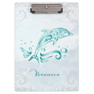 Teal Dolphin Personalised Clipboard