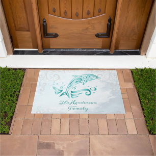 Teal Dolphin Personalised Doormat