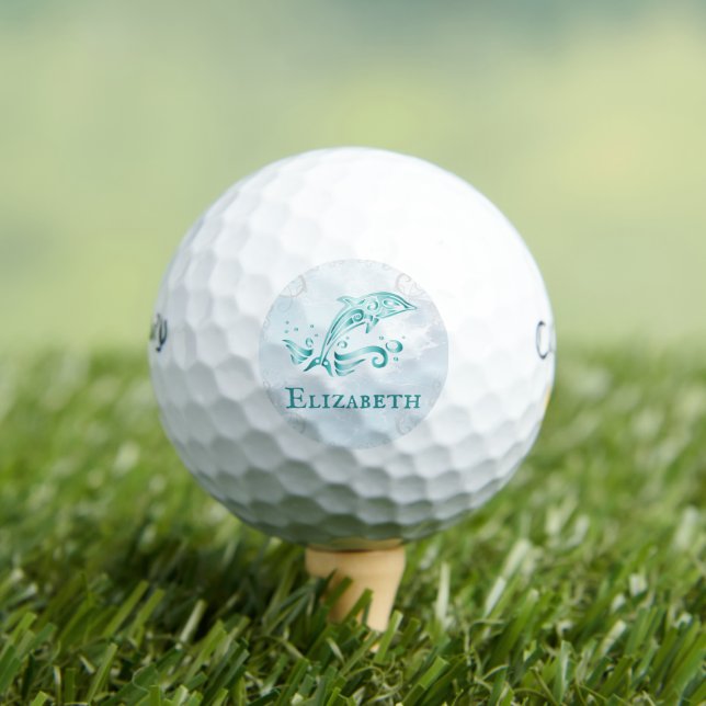 Teal Dolphin Personalised Golf Balls (Insitu Tee)