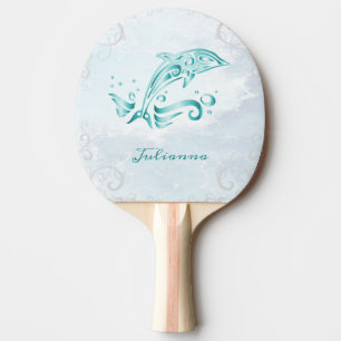 Teal Dolphin Personalised Ping Pong Paddle