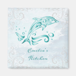 Teal Dolphin Personalized Magnet