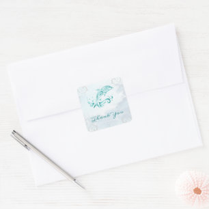 Teal Dolphin Thank You Stickers