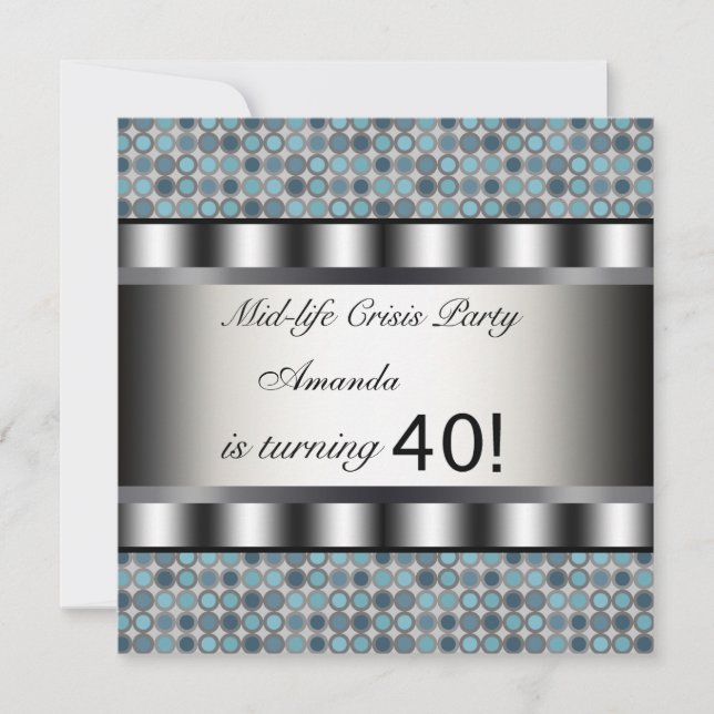 Teal Dots 40th Birthday Party Invitations (Front)
