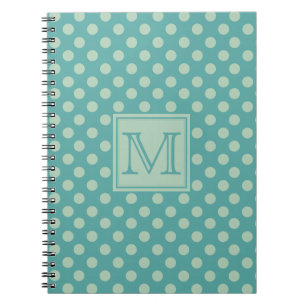 Teal Dots Pattern Monogram Notebook