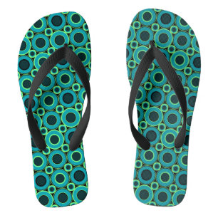Teal Doughnut With Mint  Flip Flops