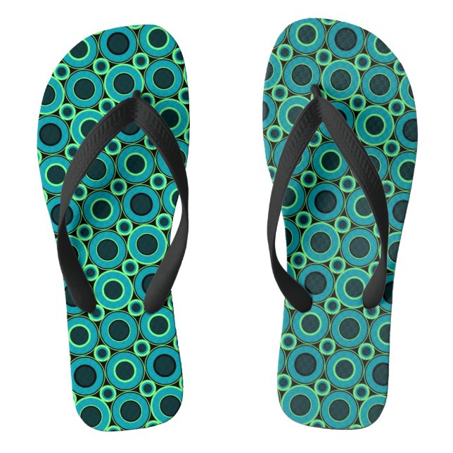Teal Doughnut With Mint  Flip Flops (Footbed)