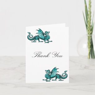 Teal Dragon Thank You Card