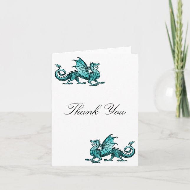 Teal Dragon Thank You Card (Front)