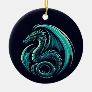 Teal Dragon Too Ceramic Tree Decoration