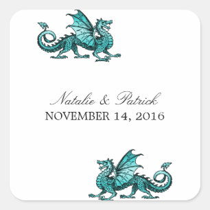 Teal Dragon Wedding Stickers