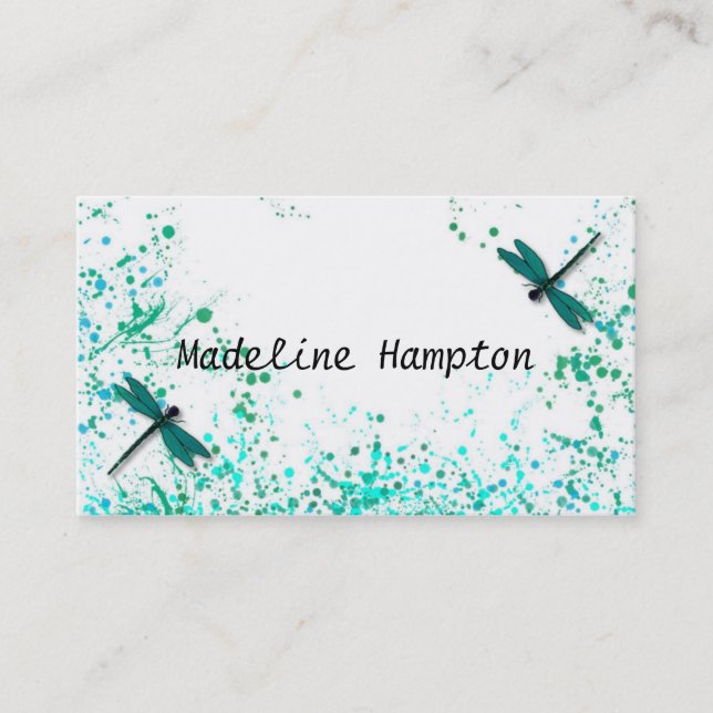 Teal Dragonflies Business Card (Front)