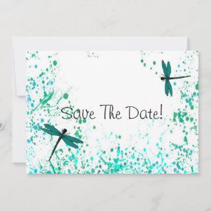 Teal Dragonflies Save The Date