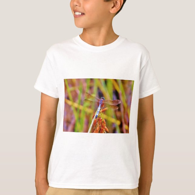 Teal Dragonfly on sedge T-Shirt (Front)