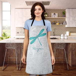 Teal Dragonfly Personalised All-Over Print Apron