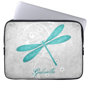 Teal Dragonfly Personalised Laptop Sleeve